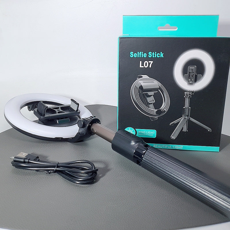 light wireless 360 rotation Selfie Stick L07 with ring light