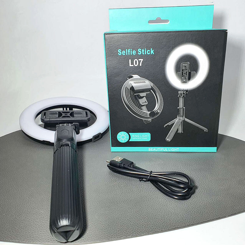 light wireless 360 rotation Selfie Stick L07 with ring light