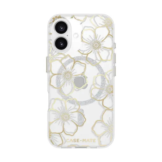 Case-Mate Floral Gems MagSafe Case For iPhone 16 - Gold