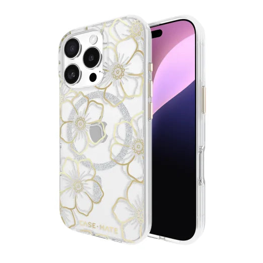 Case-Mate Floral Gems MagSafe Case For iPhone 16 Pro - Gold