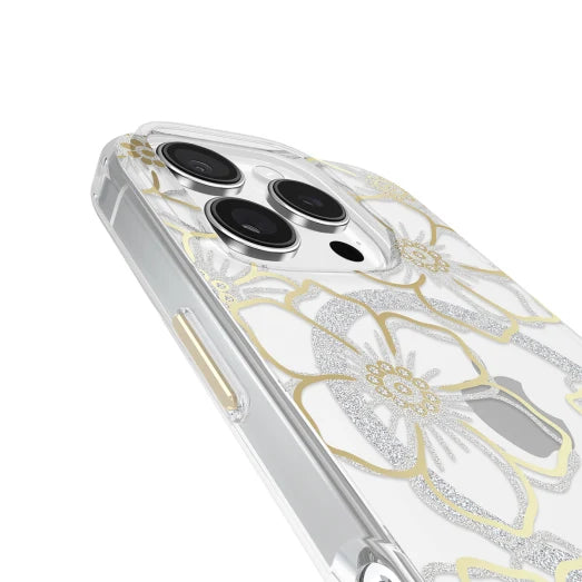 Case-Mate Floral Gems MagSafe Case For iPhone 16 Pro - Gold