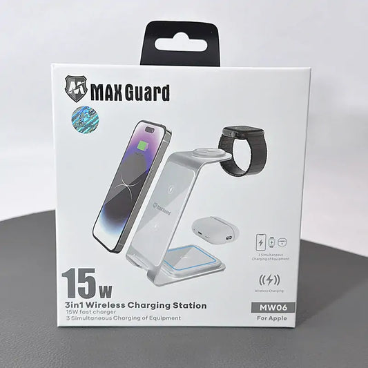 Maxguard 15W 3 in 1 Wireless Charging Station