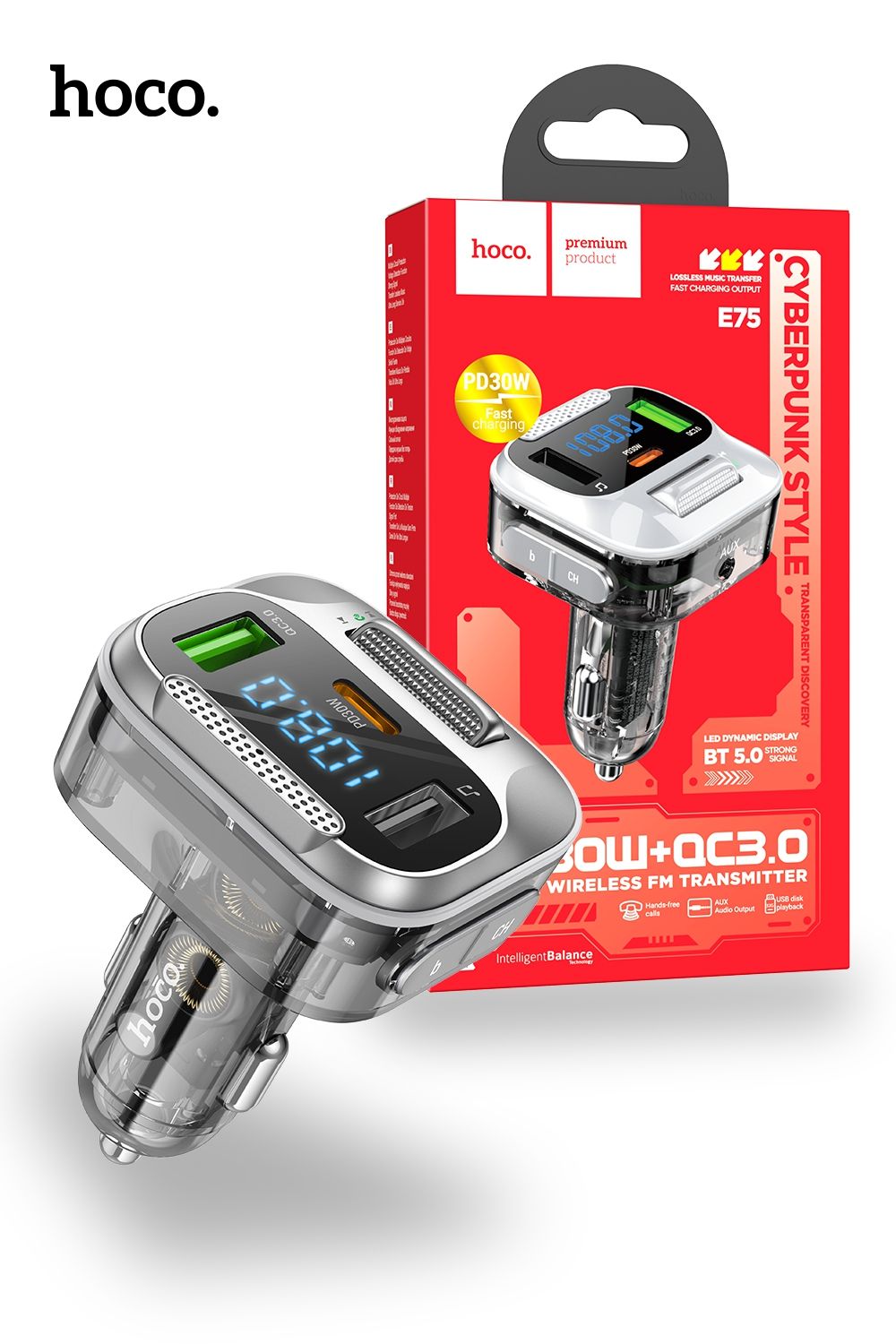 Hoco E75 PD30W QC3.0 Car Bluetooth MP3 FM Transmitter Charger