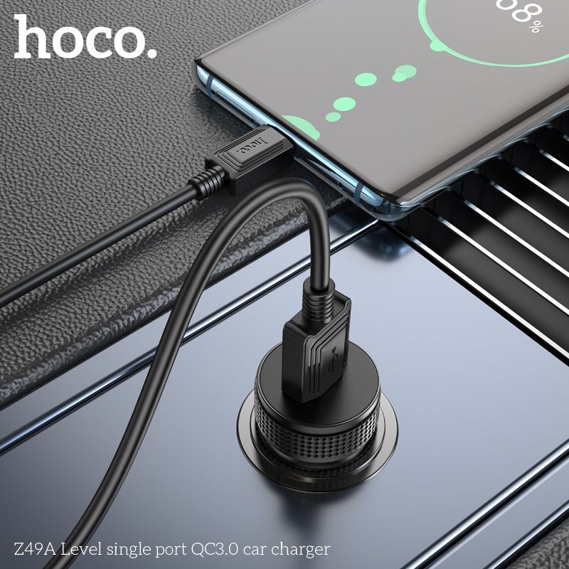 Hoco Z49A QC3.0 Fast USB-A Car Charger - Black