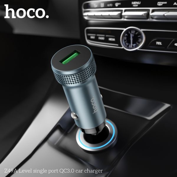 Hoco Z49A QC3.0 Fast USB-A Car Charger - Black