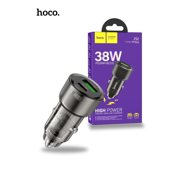 Hoco Z52 PD38W 1C1A Spacious Car Charger - Black