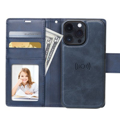 Hanman 2 in 1 Detachable Magnetic Flip Leather Wallet Cover Case for iPhone 16 Pro Max