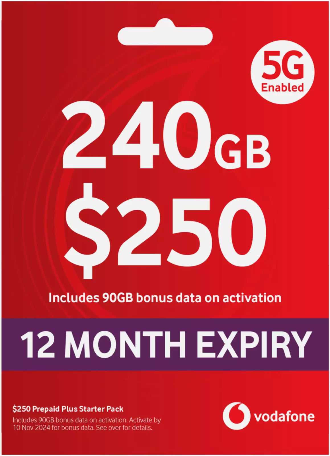 Vodafone $250 Prepaid  365 days