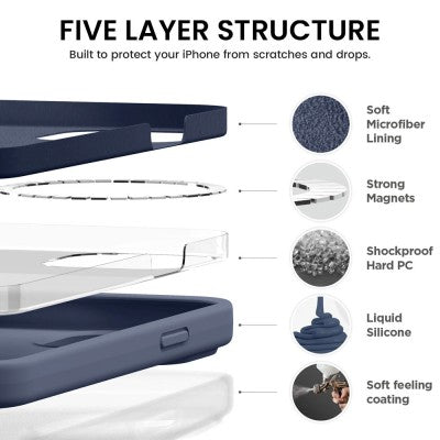 Liquid Silicone Case Cover with Magnetic Ring for iPhone 16 Pro Max Magsafe